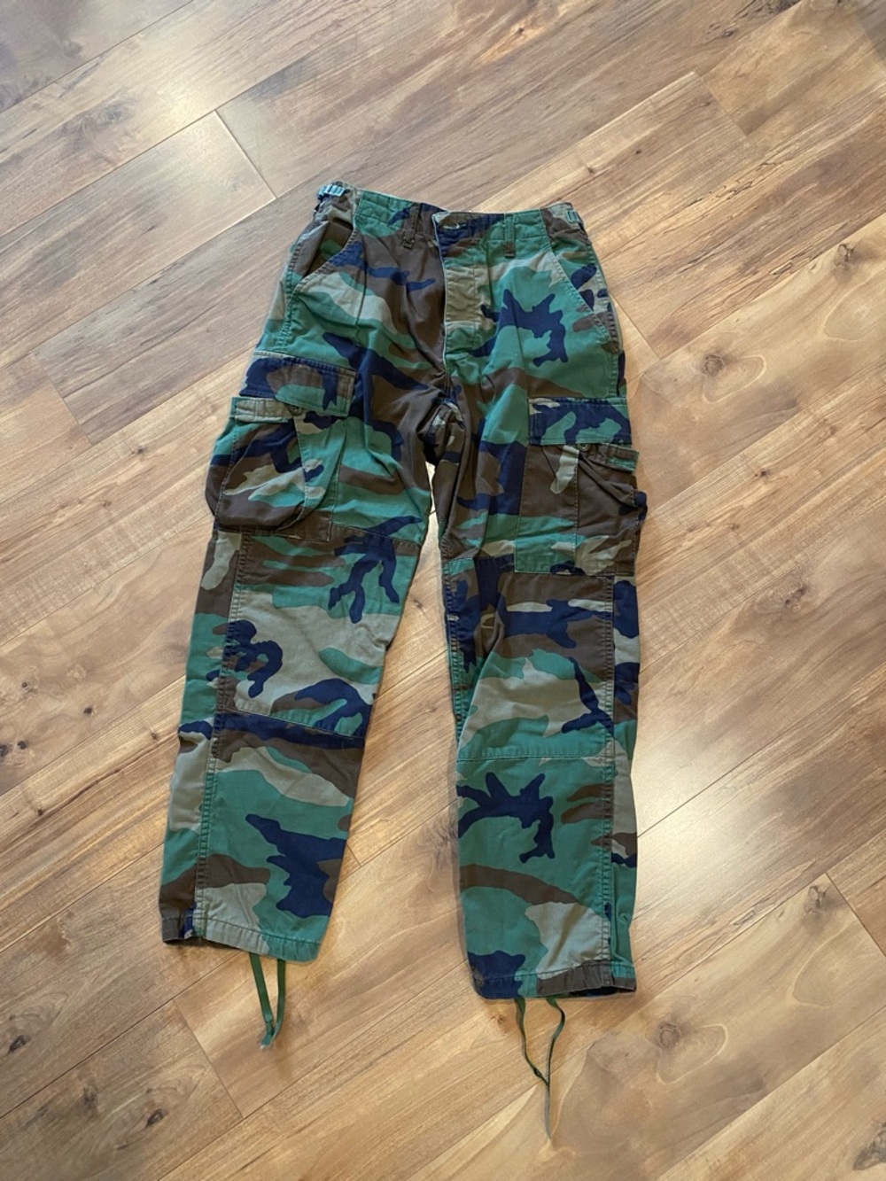 Woodland Camo Cargo Pants - Green/Brown/Black